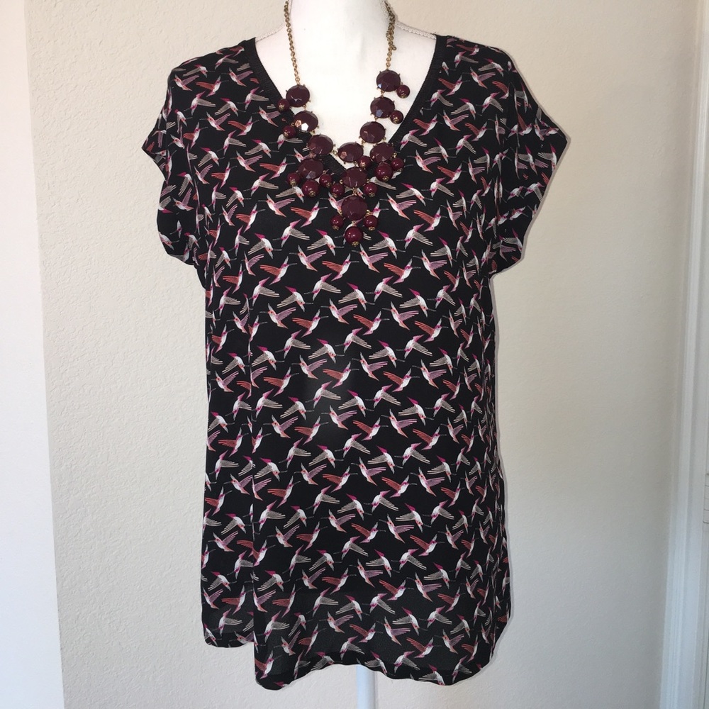 V Neck Cap-Sleeve Blouse